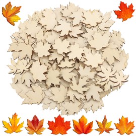 80 Pieces Wooden Maple Leaf Cutout Unfinished Blank Wooden Slice Maple Leaf Shaped Wood Pieces 1.2 Inch Mini Ornament for Thanksgiving Party Fall Autumn DIY Decoration
