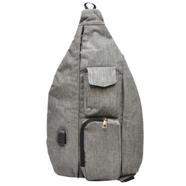 Nupouch Rucksack Pickleball Bag, Anti-Theft Crossbody Sling, USB Charging Connector Port, Backpack, Soho Collection Gray