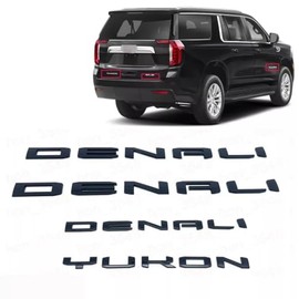 JZPARTFIT Gloss Black Door Rear Denali Yukon Emblem Letters Compatible with GMC Yukon/Yukon XL 2021 2022 2023