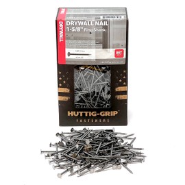 Huttig-Grip Drywall Nail 1-5/8 inches Ring Shank, Bright Finish, 12-1/2 Gauge HGN158RSDWN5-5 lb Pack of 1300 Nails