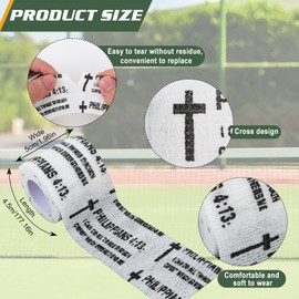 24 Pcs Christian Cross Athletic Tape 2 Inx15 Ft Cross Wrist Tape Baseball Wrist Tape Elastic Self Adhesive Bandage Wrap Bible Verse Sport Tape for Trainers Gymnastic Baseball Soccer Athlete Injury Use