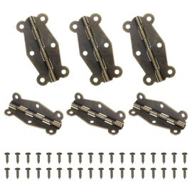 sourcing map 6Pcs 90 Degree Small Hinges for Wooden Box, Folding Butt Hinges Cabinet Hinges with Screws for Cabinet Doors Wooden Box Drawer (Bronze)