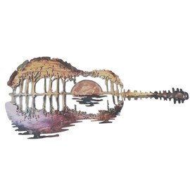 Abstract Guitar Wall Sculpture Metal Iron Guitarist Art Guitar Lover Hanging Ornament Retro Wall Decor for Courtyard Indoor Party Porch