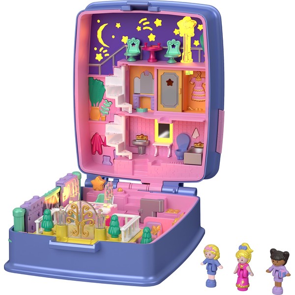 Polly Pocket Keepsake Collection Starlight Dinner Party Compact, Heritage Playset with 3 Dolls and Lights