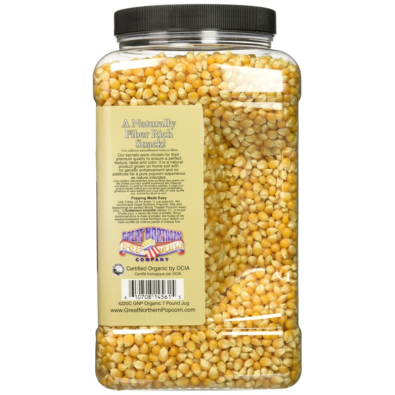 Organic Popcorn Kernels - 7lbs Resealable Bulk Jug of Gourmet