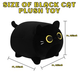 Fortuning's JDS 15.74 inch Black Cat Plush Toy Black Cat Plush Pillow Toy Stuffed Cat Unique Eyes Chubby Plush Cat Stuffed Animal and Plush Toys, New Year Gift for Boys Girls