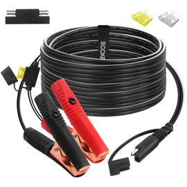 SCCKE 12FT 14AWG Battery Alligator Crocodile Clip to SAE Connector Extension Cable,12V SAE Quick Release Adapter to Alligator Clips Quick Disconnect Cable