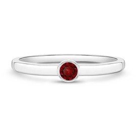 925 Sterling Silver Red Simulated Garnet Birthstone Cubic Zirconia Bezel Ring For Little Girls Size 4 - Gorgeous Girls Rings For Everyday Wear - January Birthday Jewelry Gift