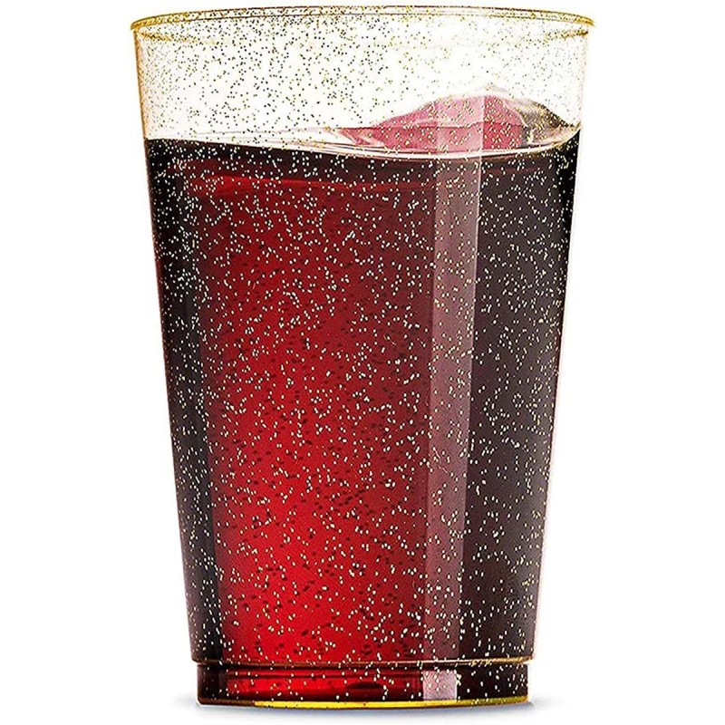 Munfix MT12100GG 100 Vasos De Plástico Con Purpurina De 12