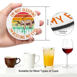 Sloth Coasters Set of 2, Office Desk Drink Coasters for Animal Lover