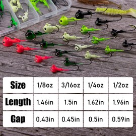 Alwonder 20-Pack Walleye Jigs Kit with 3D Eyes, Walleye Fishing Jig Heads Stand Up Swimbait Jig Head 1/4oz, Flat Bottom Jigs Heads Hooks Lures Saltwater Freshwater Fishing Bass
