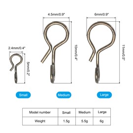 PATIKIL 0.43" x 0.1" Fly Fishing Snap 100 Pack Stainless Steel Quick Change No Knot Fast Snap Lure Connector Jig Lures Fishing Clips for Freshwater Saltwater Black