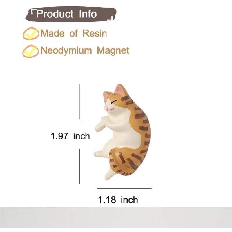 Cat Fridge Magnets, 6 Lying Cat Fridge Magnets, Mini Kawaii