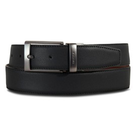Nautica Men's Reversible Gunmetal Buckle with Signature Logo Leather Belt - Black/Cognac - Large, Black/Cognac, Large