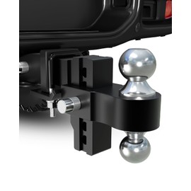 Adjustable Trailer Hitch, Fits 2 inch Receiver, 4 inch Drop/Rise Aluminum Drop Hitch, 12500LBS GTW, 2” & 2-5/16” Dual Ball, Ball Mount for Truck with Anti-Theft Hitch Locks, Hitch Tightener, Black