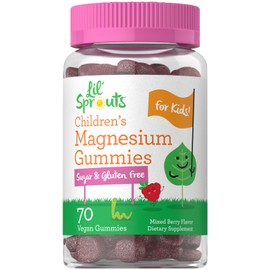 Lil' Sprouts Children's Magnesium Gummies | 70 Count | Mixed Berry Flavor | Sugar Free | Vegan, Non-GMO & Gluten Free