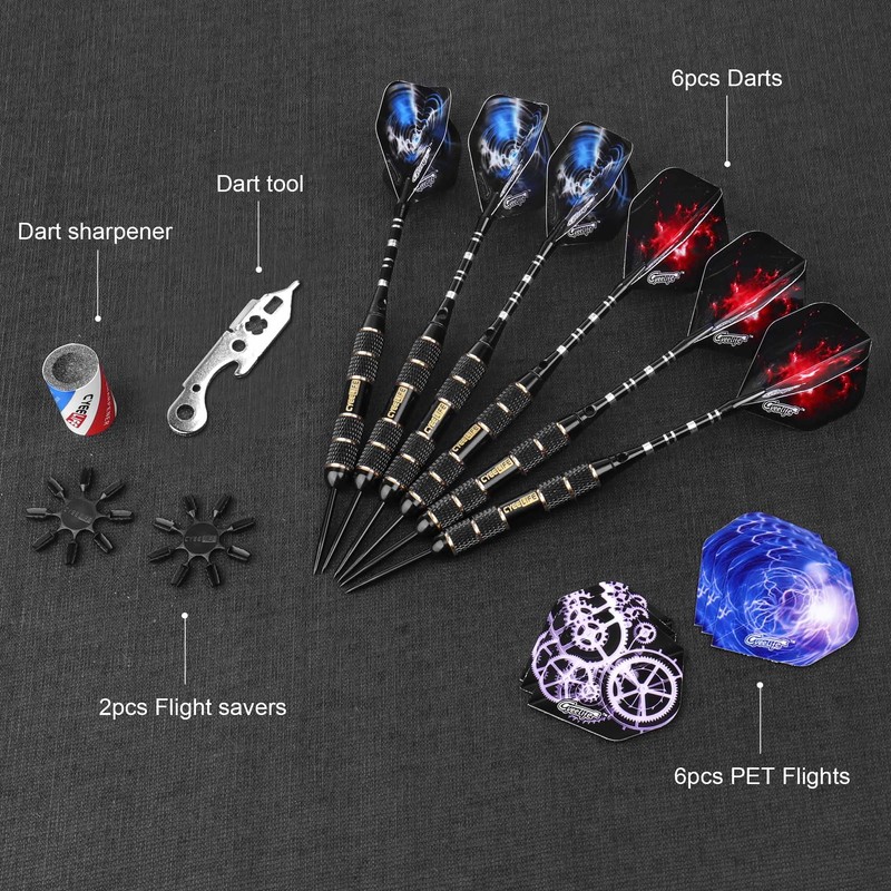 CyeeLife-Professional Steel tip Darts 24g+Aluminium shafts+Sharpener+Dart Tool+12 Flights