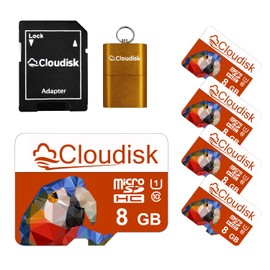 Cloudisk - Paquete de 5 tarjetas micro SD Parrot-Prime de 8 GB, tarjeta de memoria flash Micro SDHC C10 A1 U1 con adaptador SD, lector de tarjetas (8 GB)