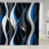 Blue Black Shower Curtain Geometric Spiral Pattern Fabric Shower Curtains