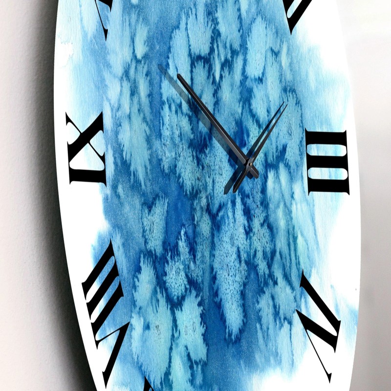 Designart 'Blue Turquoise Cloud Abstract' Modern wall clock - 36