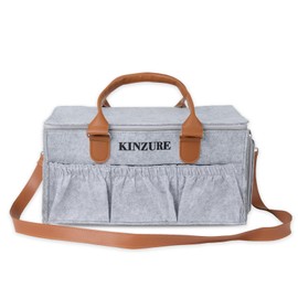 KINZURE Baby Diaper Caddy Organizer Nursery Diaper Bag Storage Waterproof Car Diaper Caddy with Lid for Newborn Essentials