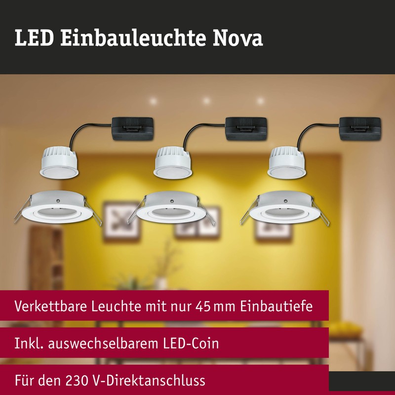 Paulmann Einbaul. LED Nova 3x 6.5 W ww ws ru