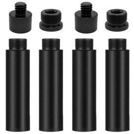 4 Pieces Microphone Extension Tubes and 4 Pieces Microphone Thread Adapter (3/8 Female to 5/8 Male and 5/8 Female to 3/8 Male), Microphone Stand Adapter, for Tripod and Microphone Stand and Camera