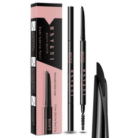 Eyebrow pencils for women,0.1mm Ultra-Fine,Waterproof,with 2-in-1 Double-Ended Automatic Angled Precision Tip,Built In Spoolie Brush,Longwearing Eye Brow Makeup Pencils,01 Natural Black,0.003 Ounce
