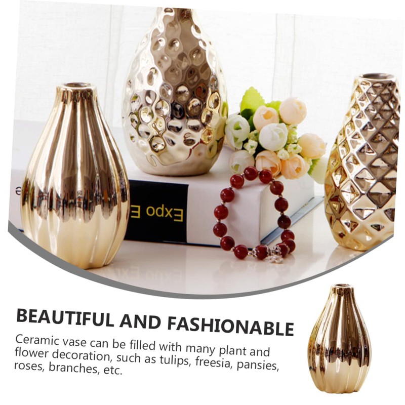 iplusmile 1Pc Unique Gold Ceramic Vase Simple Desktop Decoration for