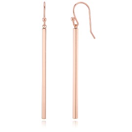 Minimal Simple Long Rose Gold Plated Bar Dangle Earrings