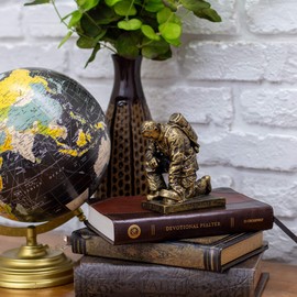 Dicksons Joyful in Hope Praying Firefighter 5 inch Gray Resin Stone Table Top Figurine