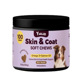 Skin & Coat Soft Chews for Dogs & Cats – Omega 3, 6, 9 with Salmon Oil, Biotin & Vitamin E – Supports Healthy Skin, Shiny Coat & Shedding Control – Natural Flavor