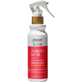 RAW SUGAR, Acondicionador sin Enjuague para Niños, Desenreda el Cabello Grueso y Rebelde, con Leche de Avena y Fresa, Aceite de Ricino, Prensado en Frío, Vegano, Libre de Sulfatos y Parabenos, 177 ml