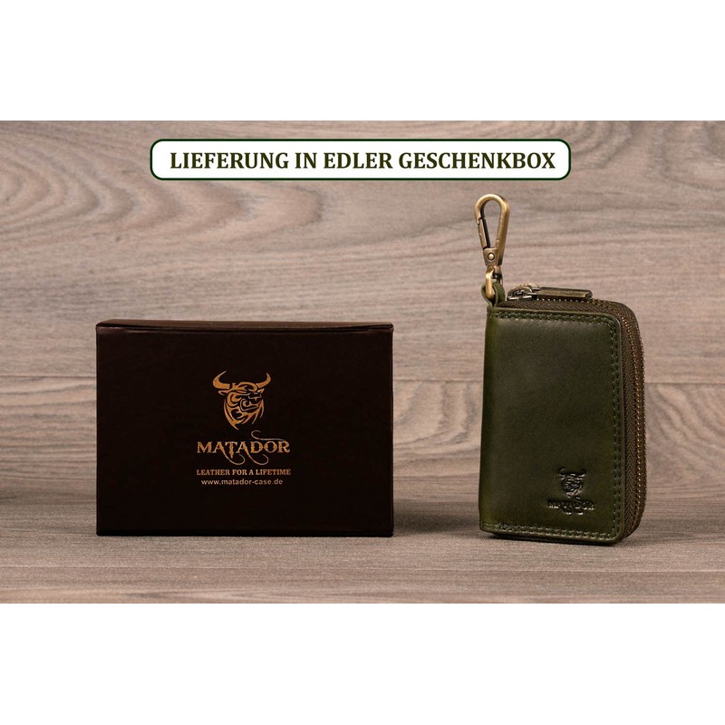 Matador Genuine Leather Key Fob K64, Green/Green, Classic