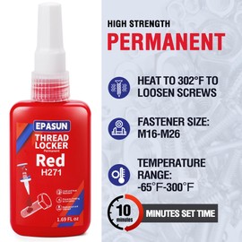EPASUN 50ml Threadlocker Red H271, Thread Lock Strong Strength Lock Tight for Nuts, Bolts, Fasteners, and Metals to Prevent Loosening and Corrosion