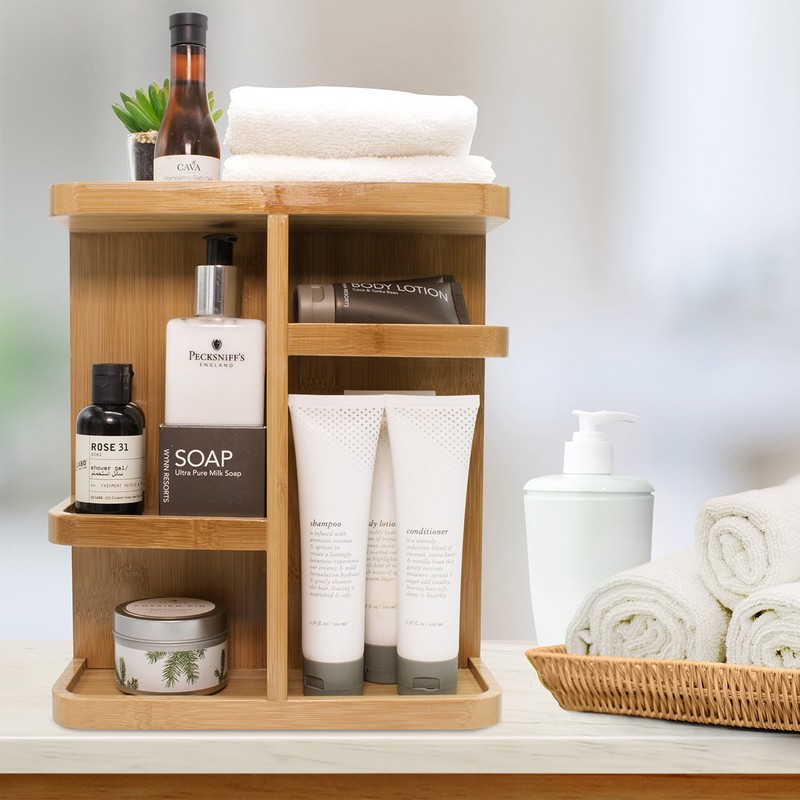 Sorbus 360° Makeup Organizer - Bamboo Wood Make Up Storage
