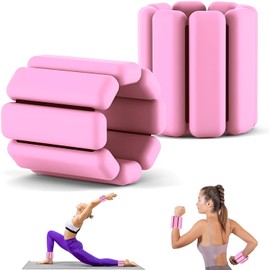 H HOME-MART 2 Pack 2lbs Wrist Ankle Weights (1Lb Each) Adjustable Wearable Weighted Bracelet for Men Women Increase Training Intensity Weights for Exercise,Jogging,Yoga,Gym,Strength Training (Pink)