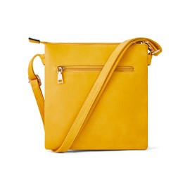 Woodland Leathers Crossbody Bags For Women, Multi Zipper Spacious Cross Body Bag Women With Adjustable Crossbody Strap, Golden decorated Women's Hobos & Shoulder Bags (Yellow)