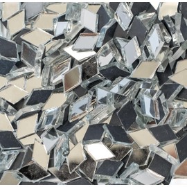 Kraftstories Mosaic Tiles – 200 gr / 500 Pieces Diamond Shape – Hand Cut Glass Mosaics for Turkish Mosaic Lamps, Art Crafts, and Home Decoration (Mirror)