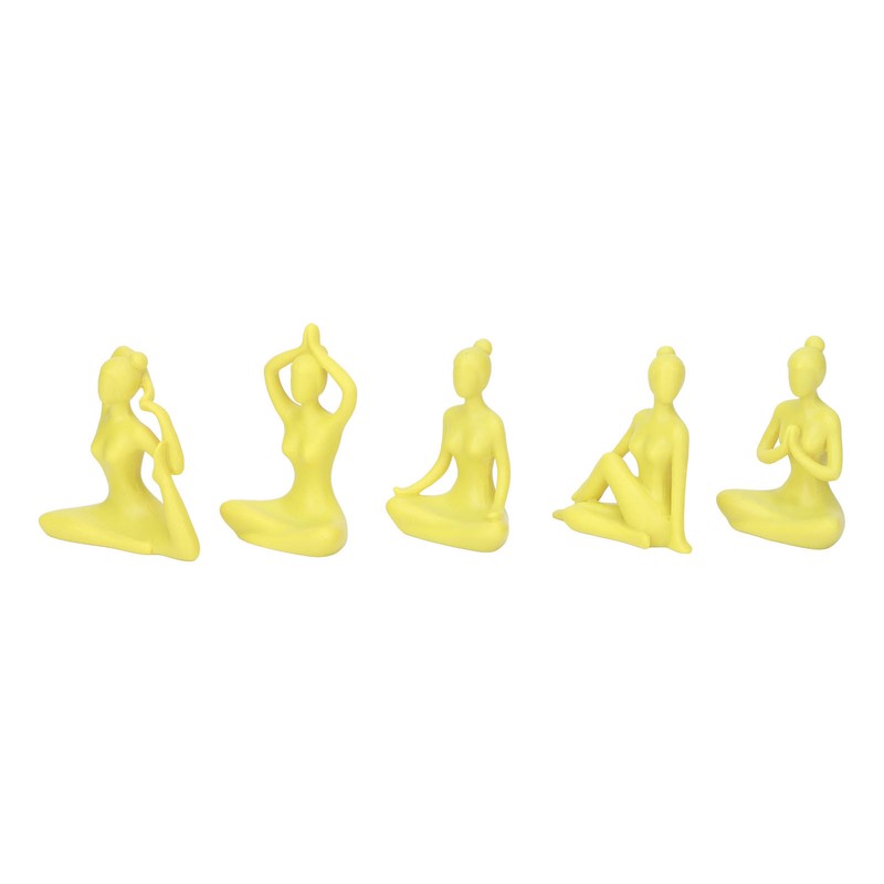 5 Pcs Yoga Statue Simple Style Yellow Attractive Decorative Durable