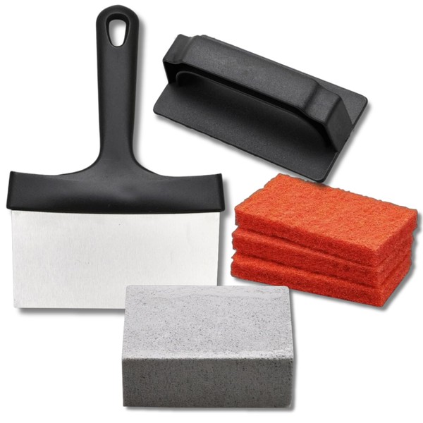 Griddle Buddy 6-Piece Grill Cleaning Kit for Blackstone with Grill Scraper, Cleaning Brick, Handle, and 3 Scouring Pads
