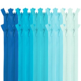 MARARDI [Pack of 20 Invisible Zippers [Blue] Nylon [35 cm] Sewing and Crafts for Clothing Bags Fabric for Sewing Machine Patchwork Plastic Cotton Zipper with Metal Zip