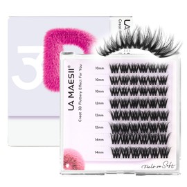 La Maesii Pestañas Postizas 3D Con Efecto Desfilado, Extensiones De Pestañas Diy De 10-14 Mm, Pestañas Individuales Con Curvatura C Y Banda Suave (3D-08)