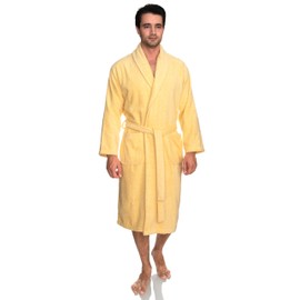 TowelSelections Mens Shawl Robe, Luxury Soft Cotton Bathrobe, Terry Cloth Bathrobe for Men Large/X-Large Sunlight