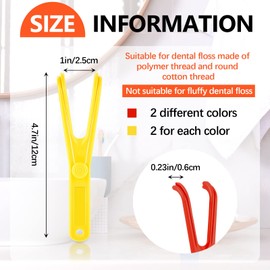 Chengu 4 Pieces Dental Floss Holder Reusable Flosser Reusable Floss Handle Holder Flossmate Handle for Oral Clearing (Red, Yellow)