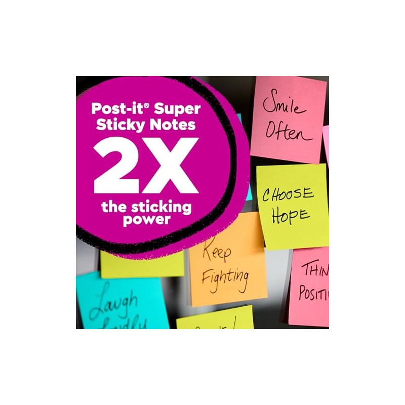 3M Post-it 5PK Notas Adhesivas Super Sticky 3x3 colección Summer
