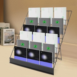 MhdunueSK Book Display Rack, 6 Tire Comic Book Display, 18” Book Stands for Display, Comic Book Display for Classroom Office Library Cafe (Black)