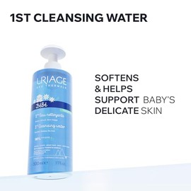 Uriage Bébé Eau Nettoyante without rinsing with organic edelweiss - cleans, soothes and nourishes delicate baby skin - ultra-practical pump - no soap - face and body - physiological pH value - 1 litre