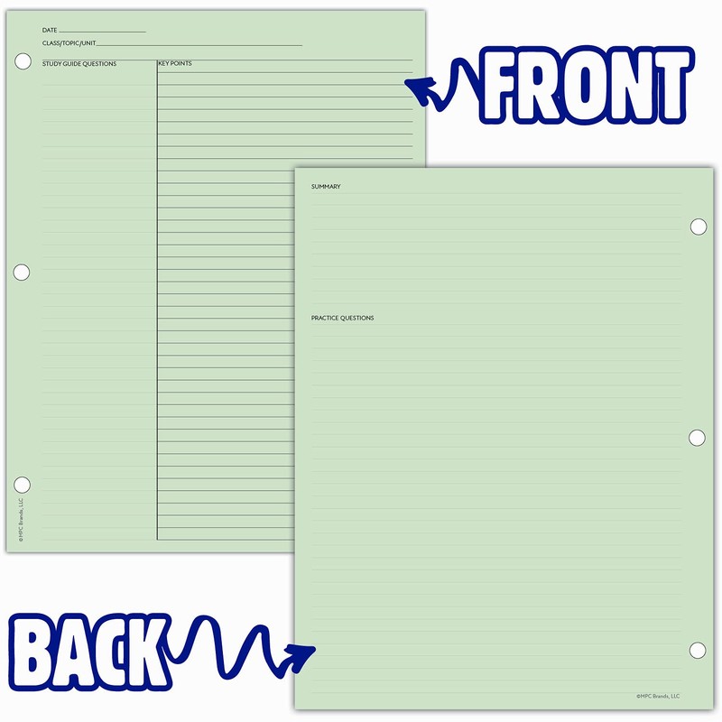 150 Pack Cornell Style Study Note Taking System Sheets, White,