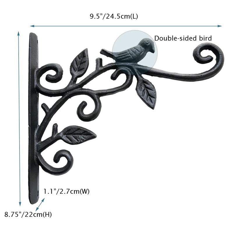 KiaoTime Cast Iron Metal 9.5" Hanging Planter Flower Pots Bracket